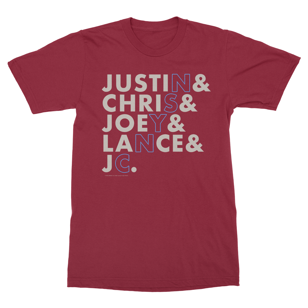 NSYNC - Name Stack T-Shirt (Cardinal)